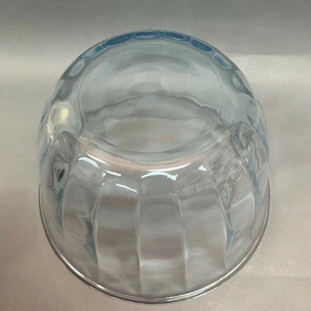 Tall‎ Serving Glass Bowl Light Blue Clear Panels 10